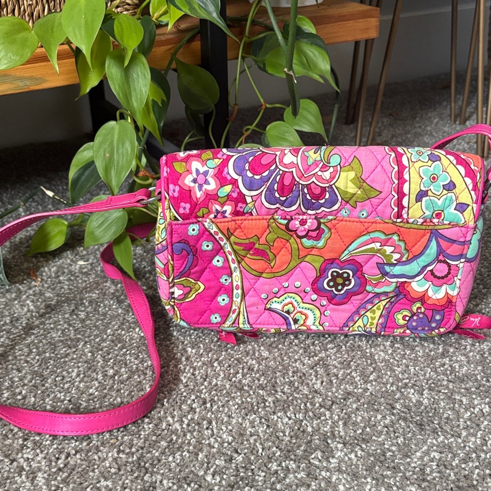 Vera Bradley Hot Pink and Orange Paisley Quilted Crossbody - Picture 2 of 4